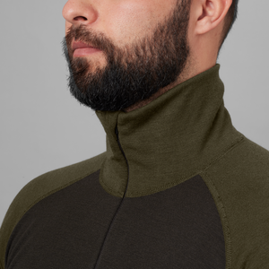 Base Warm zip neck Willow Green/Shadow Brown – Härkila