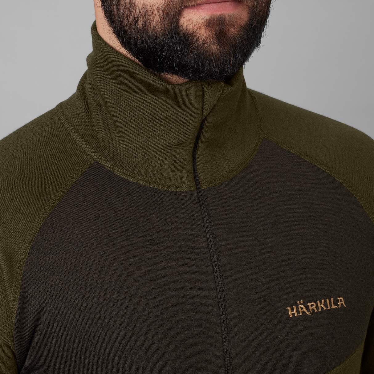 Base Warm zip neck Willow Green/Shadow Brown – Härkila