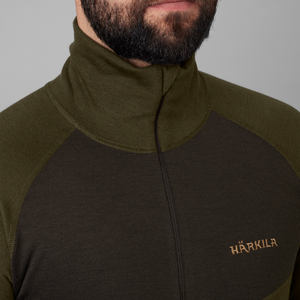 Base Warm zip neck Willow Green/Shadow Brown – Härkila