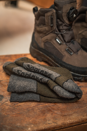 Field Thermo sokker – 2-pakning – Pine Green Melange/Grå Melange – Seeland