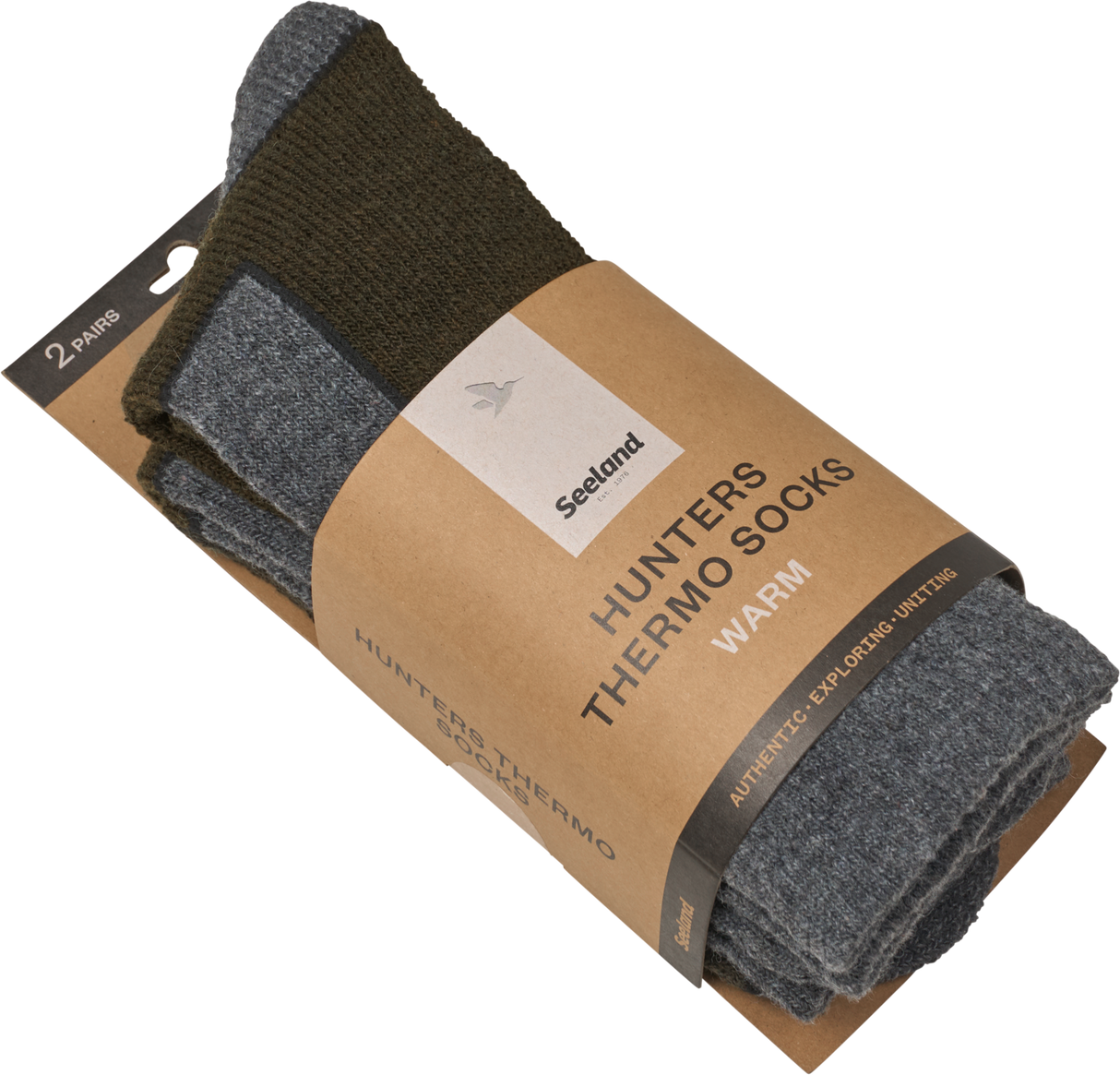 Field Thermo sokker – 2-pakning – Pine Green Melange/Grå Melange – Seeland