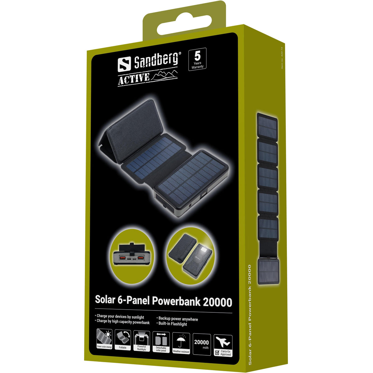 Solcellelader 6 Paneler 20000 mAh – Sandberg