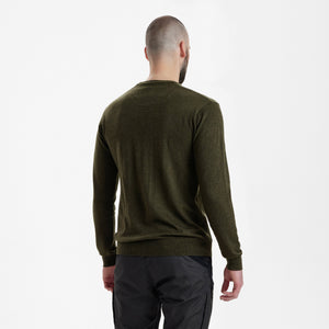 Kingston Strikkegenser Med Rund Hals - Green Melange – Deerhunter
