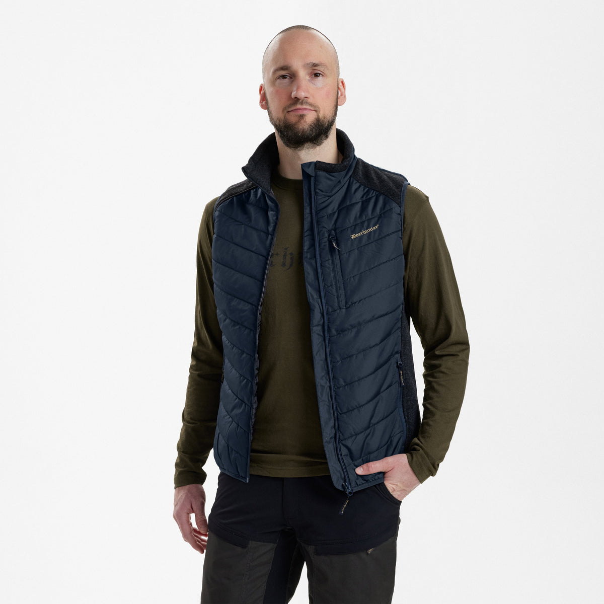 Moor Vattert Vest Med Strikk - Blå – Deerhunter