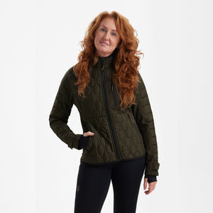 Str. 36 - Lady Mossdale Quiltet Jakke Forest Green - Ombytningsvare – Deerhunter