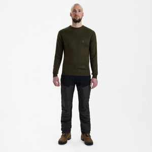 Kingston Strikkegenser Med Rund Hals - Green Melange – Deerhunter