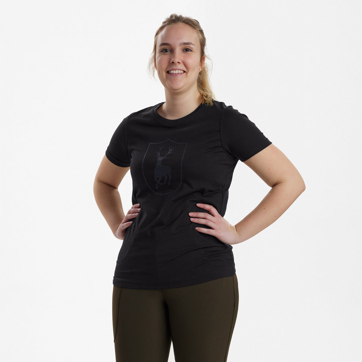 T-skjorte Dame med logo Svart – Deerhunter