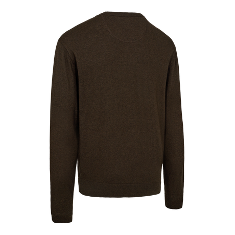Harrington Strikkegenser Med Rund Hals - Brown Melange – Deerhunter