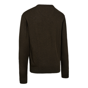 Harrington Strikkegenser Med V-hals - Brown Melange – Deerhunter