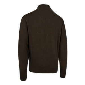 Harrington Strikkegenser Med Glidelåshals Brown Melange – Deerhunter