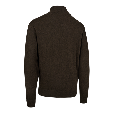 Harrington Strikkegenser Med Glidelåshals Brown Melange – Deerhunter