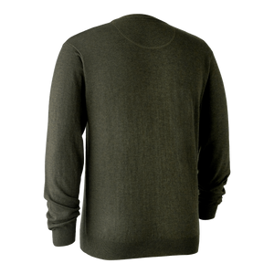 Kingston Strikkegenser Med V-Hals - Green Melange – Deerhunter