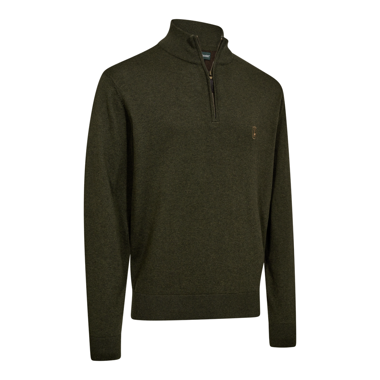 Harrington Strikkegenser Med Glidelås I Halsen - Forest Ember Melange – Deerhunter