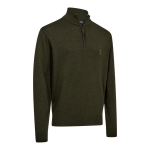 Harrington Strikkegenser Med Glidelås I Halsen - Forest Ember Melange – Deerhunter