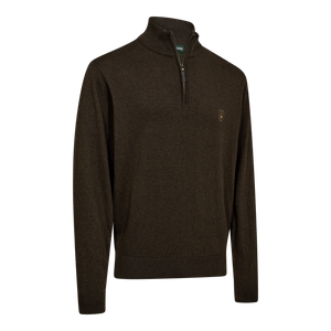Harrington strikkegenser med glidelåshals – Forest Ember Melange – Deerhunter