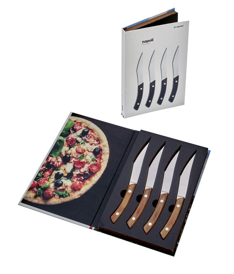 NAPOLI pizzakniv- og biffknivsett 4 stk – Lyst håndtak – Legnoart
