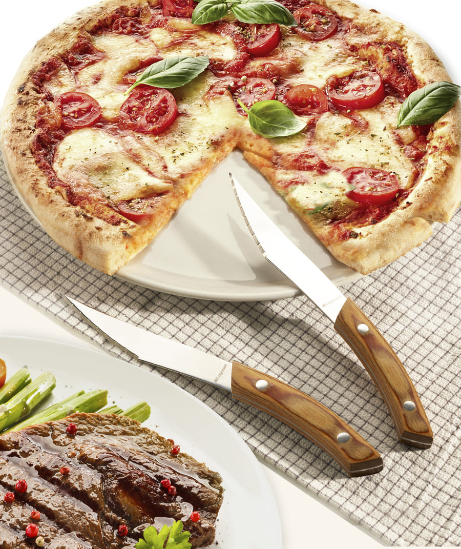NAPOLI pizzakniv- og biffknivsett 4 stk – Lyst håndtak – Legnoart