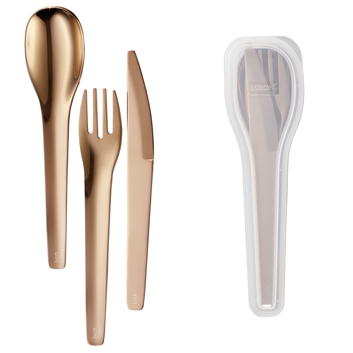 Bestikksett To-Go Rustfritt stål / Bronse med oppbevaringsboks – Lurch