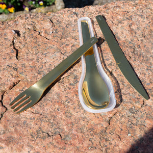 Bestikksett To-Go Rustfritt stål/Gull med oppbevaringsboks – Lurch
