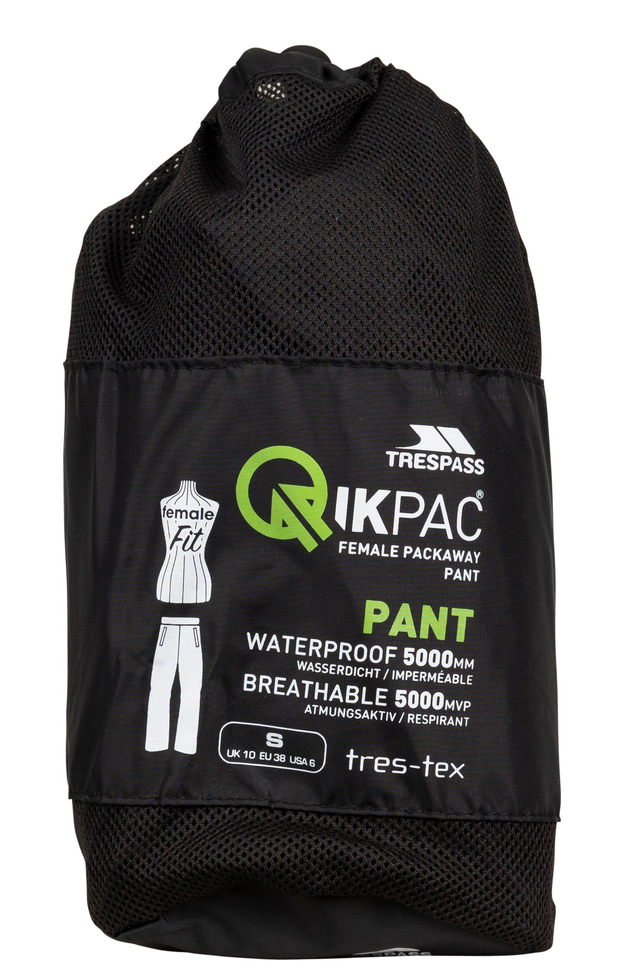 Qikpac Pant -female Packaway Trs - Black - Trespass