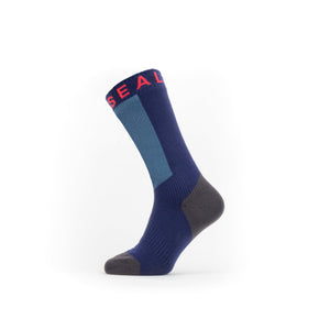 Scoulton WP Warm Wt. Mid Sokker med Hydrost – Sealskinz – Navy Blue/Grey/Red