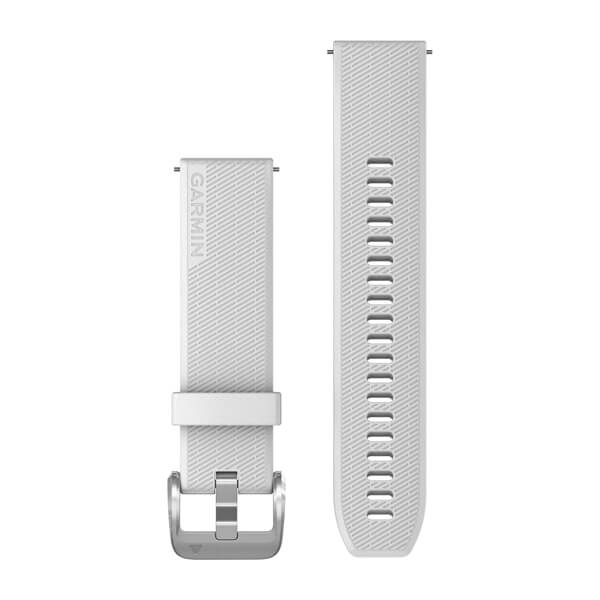 Quick Release remme (20 mm), Hvit, poleret sølv hardware