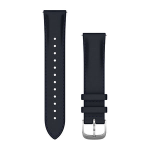 Quick Release remme (20 mm), Navy italiensk læder, sølv hardware