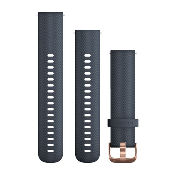 Quick Release remme (20 mm), Granite Blue, rosaguld hardware