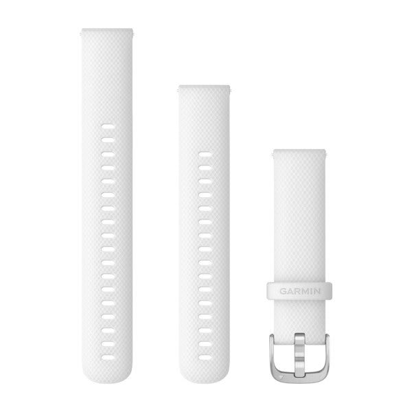 Quick Release remme (18 mm), Hvit, sølv hardware