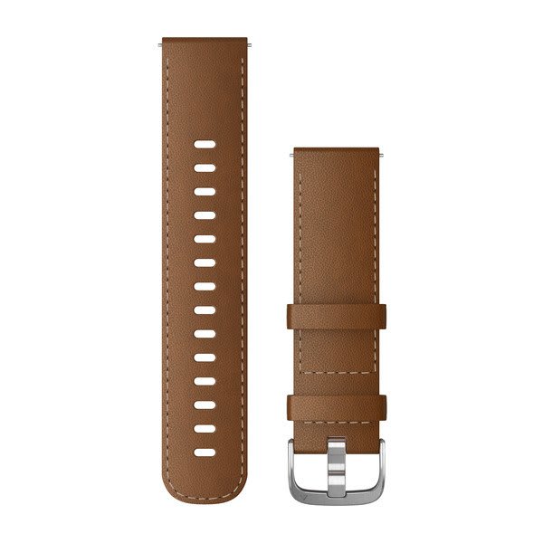 Quick Release remme (22 mm), Brunt læder med Sølvtone hardware