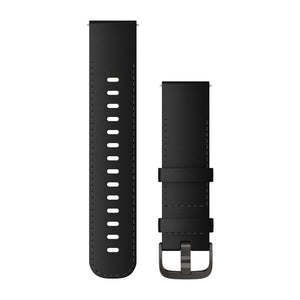 Quick Release remme (22 mm), Sort læder med Brushed Slate hardware