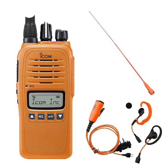 ProHunt Basic 2 jakt радиопakke Orange – Dansk versjon. Radio + Headset + Lang antenne – Icom
