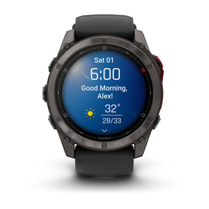 fēnix® 8 Pro – 51 mm, MicroLED, Sapphire, Carbon Grey DLC-titanium med sort/Pebble Grey silikonerem