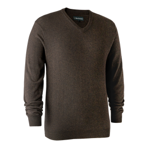 Kingston Strikkegenser Med V-Hals - Dark Elm – Deerhunter