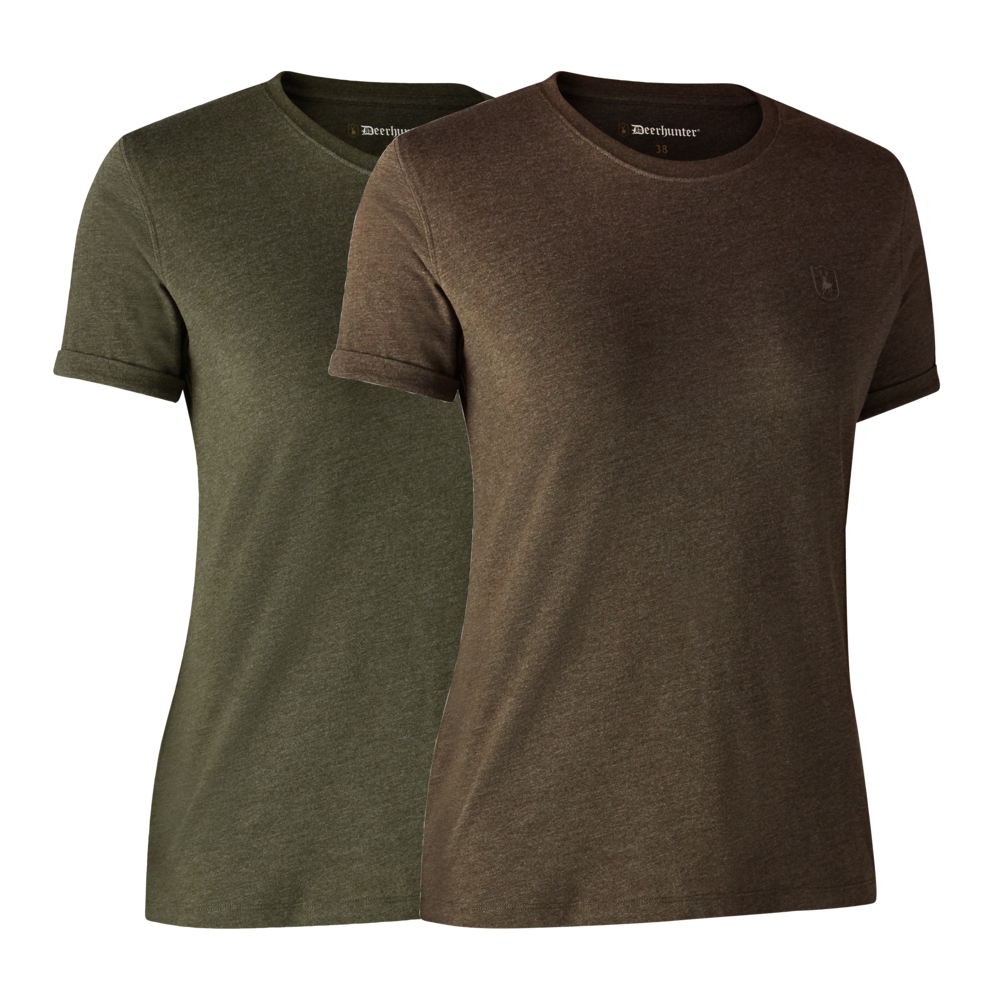 Basis 2-Pak T-Skjorte Adventure - Green Mel/Brown Leaf – Deerhunter