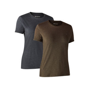 Basis 2-Pak T-Skjorte Brown Leaf Melange – Deerhunter