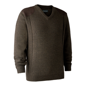 Sheffield Strikkegenser Med V-hals - Dark Elm – Deerhunter