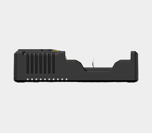 Uni C4 Batterilader / 4 kanaler / LED-indikator / Inngang AC 85–264V eller DC 12V / Utgang opptil 2A per kanal / For IMR/Li-Ion, Ni-MH, Ni-Cd, LiFePO4, Ni-Zn / Type A eller Type C / Biladapter – Armytek
