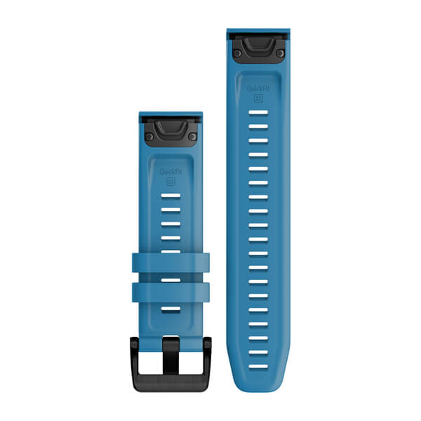 QuickFit® 22 Klokkereimer, Cirrus Blue, Sort Maskinvare i Rustfritt Stål – Garmin