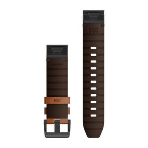 QuickFit® 22 Klokkereim, Chestnut Skinn – Garmin