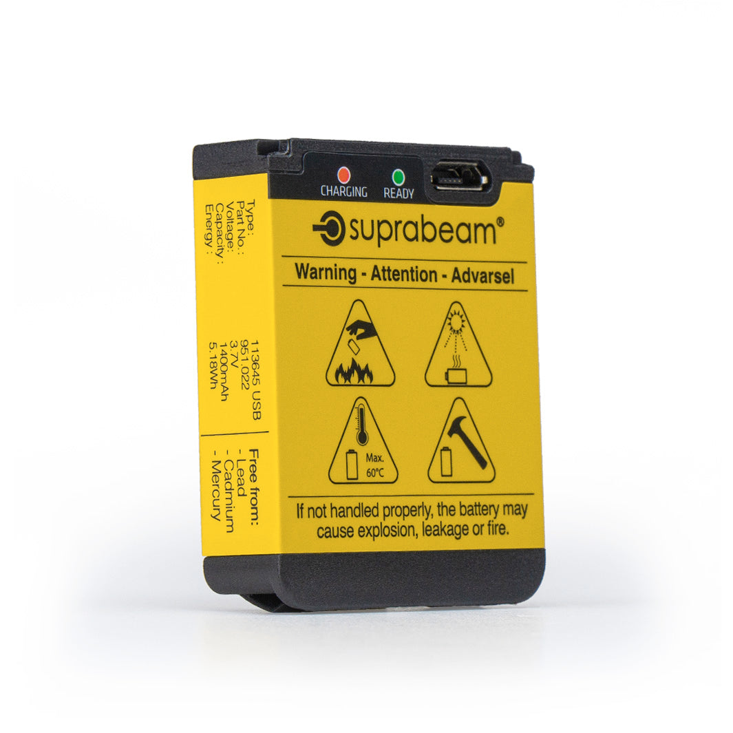 Li-Po batteri 1'400 mAh, med integrert USB-lading – Suprabeam